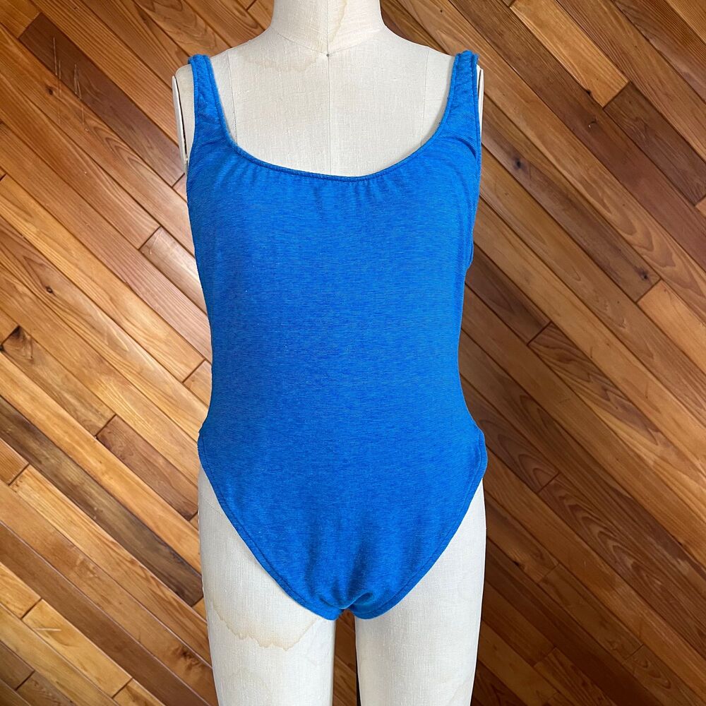 Vintage 70s/80s Minimalist Blue One Piece Swimsuit